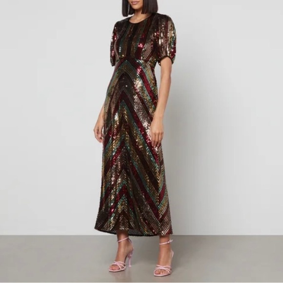 RIXO NEW Daisy Sequin Midi Dress Size US 12 - Picture 9 of 16